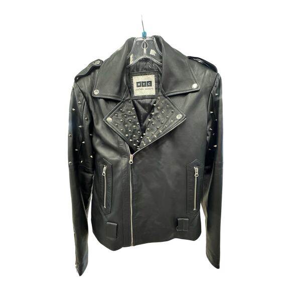 NYC Leathers Jackets Women's S Black Small Spike Gothic Goth Grunge Punk Rock - Picture 1 of 13